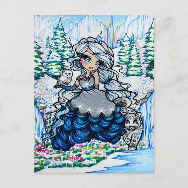 Winterschnee Königin Girl Fantasy Kunst, Dichtung  Postkarte (Vorderseite)