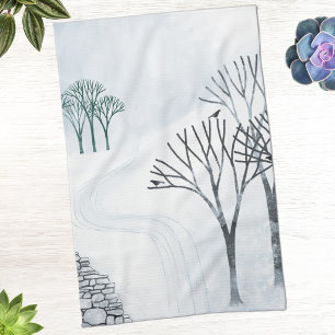 Winterschnee Landschaft Kunst Geschirrtuch