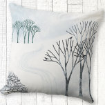Winterschnee Landschaftsbild Malerei Kissen<br><div class="desc">Eine schneebedeckte Winterlandschaft mit Bäumen und einer trockenen Steinmauer. Brr! Originelle Kunst von Nic Squirrell.</div>