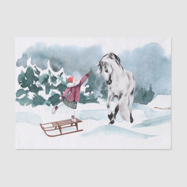 Winterschnee mit Girl Seidenpapier (Vorderseite)