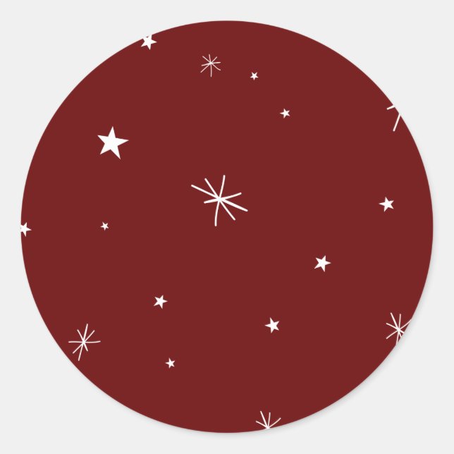 Winterschnee, Nachtgalaxie in Dunkelrot Runder Aufkleber (Vorderseite)