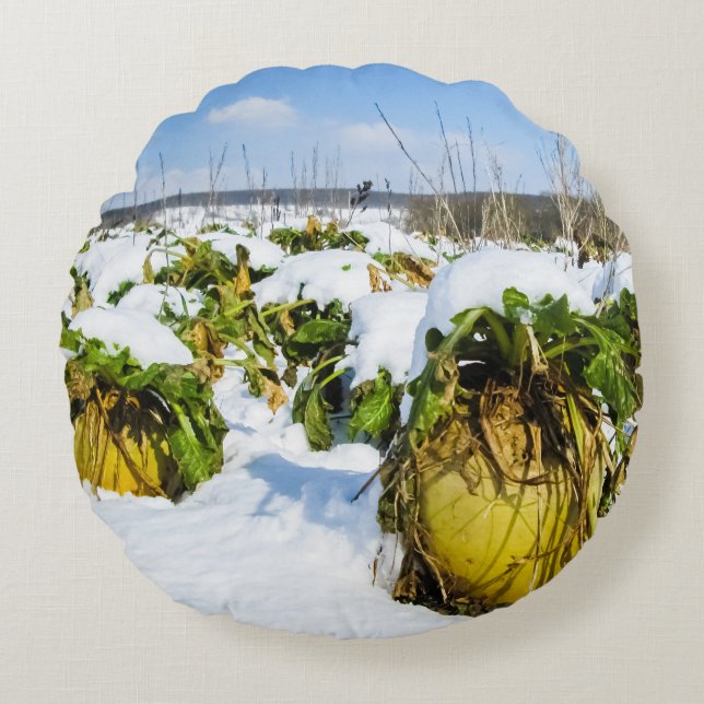 Winterschnee - Personalisiert Rundes Kissen (Vorderseite)