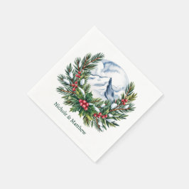 Winterschnee-Pine-Käfer-Hochzeit Serviette
