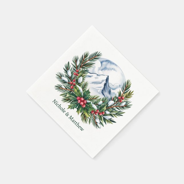 Winterschnee-Pine-Käfer-Hochzeit Serviette (Ecke)