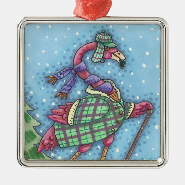 WINTERSCHNEE, PINK FLAMINGO CHRISTMAS ORNAMENT (Vorne)