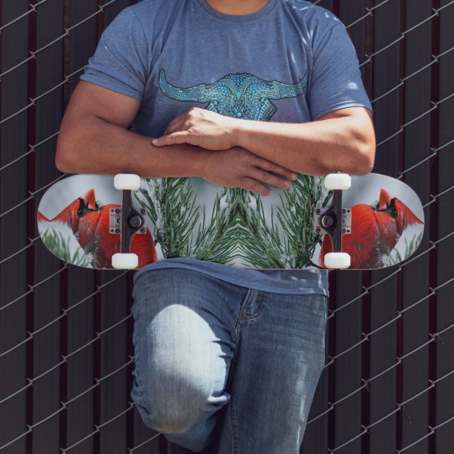 Winterschnee Roter Kardinal Bird Weihnachtsfeierta Skateboard (Außenbereich 3)