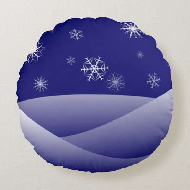 WINTERSCHNEE RUNDES KISSEN (Vorderseite)