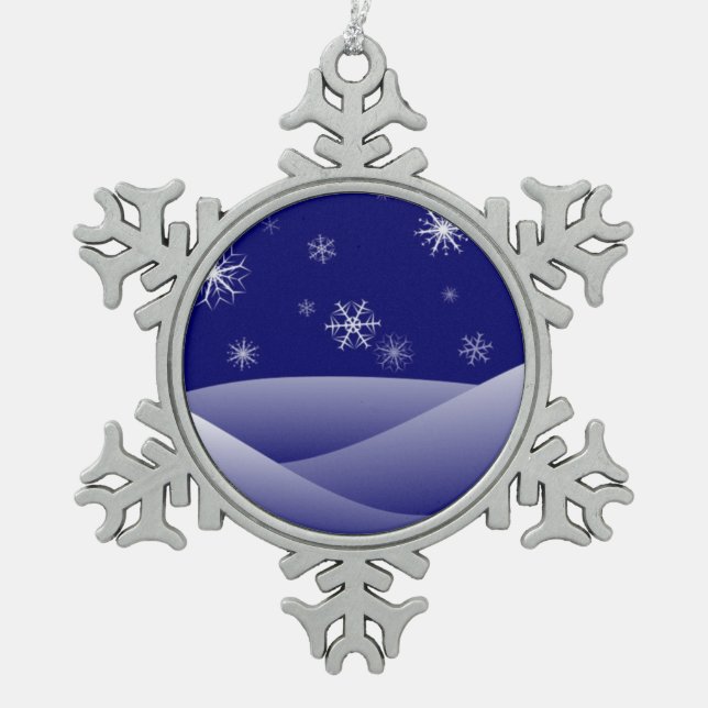 WINTERSCHNEE SCHNEEFLOCKEN Zinn-Ornament (Vorderseite)
