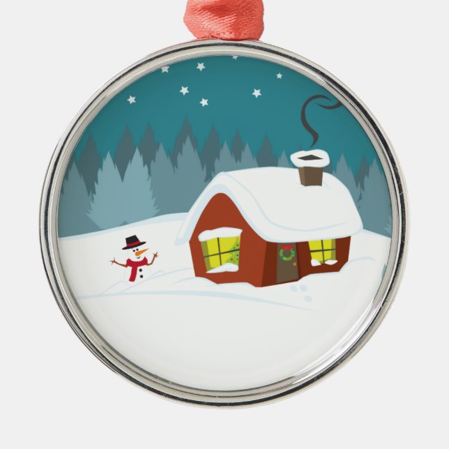 Winterschnee Silbernes Ornament (Vorne)