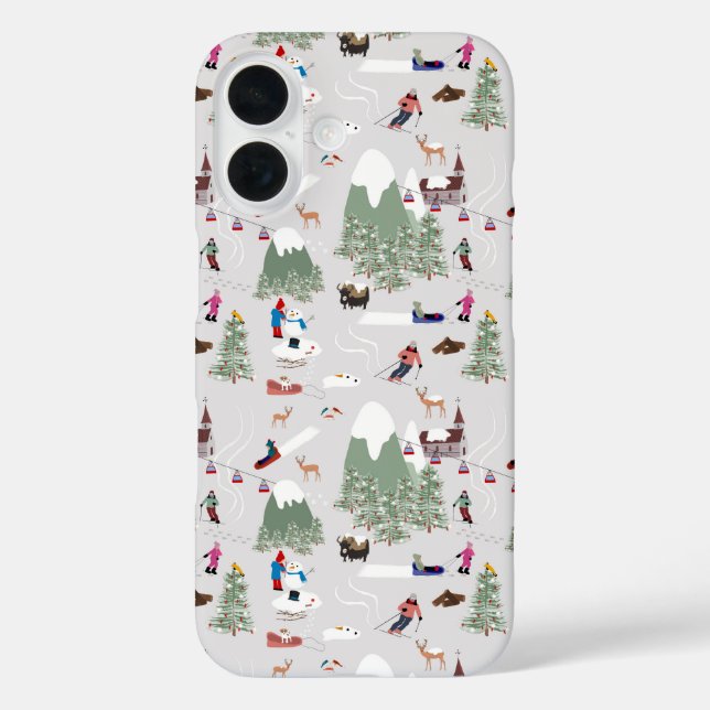 Winterschnee Skipisten Alpin Landschaft iPhone 16 Hülle (Rückseite)