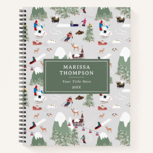 Winterschnee Skipisten Alpin Landschaft Notizbuch