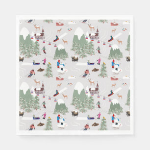 Winterschnee Skipisten Alpin Landschaft Serviette