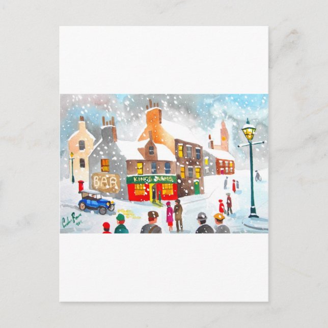 Winterschnee-Szene Aquarellmalerei G Bruce Postkarte (Vorderseite)