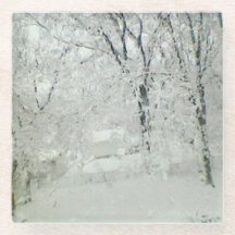 Winterschnee, Untersetzer aus Glas