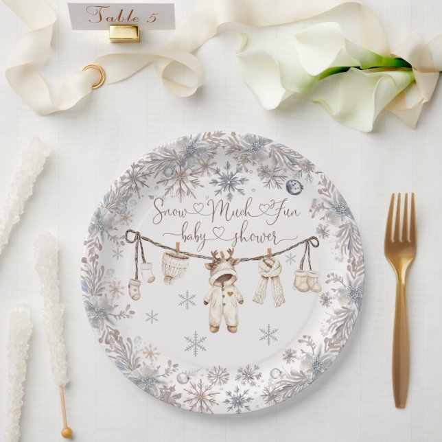 Winterschnee viel Spaß Kinderdusche Pappteller (Hochzeit)