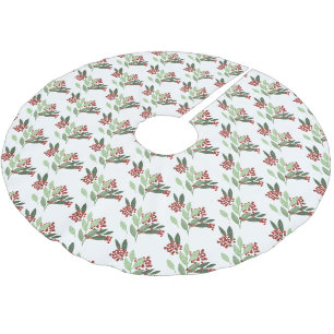 Winterschnee Weihnachten Botanische Berries Urlaub Polyester Weihnachtsbaumdecke