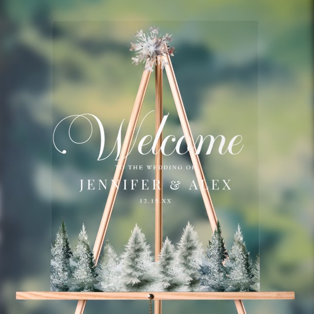 Winterschnee Weihnachten Hochzeit Begrüßungszeiche Acrylschild (Neutral)