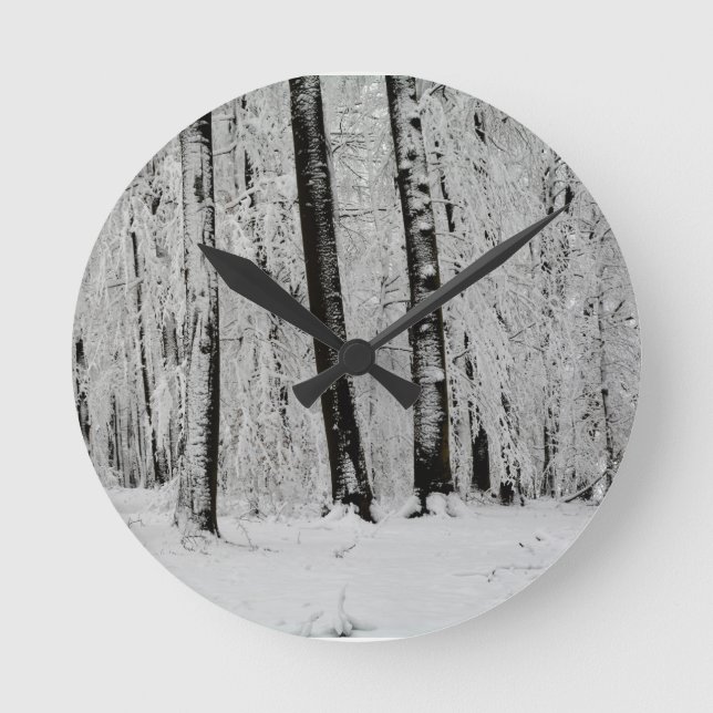 Winterschneebaume - - runde wanduhr (Vorderseite)