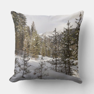 Winterschneebergszene in Montana Kissen