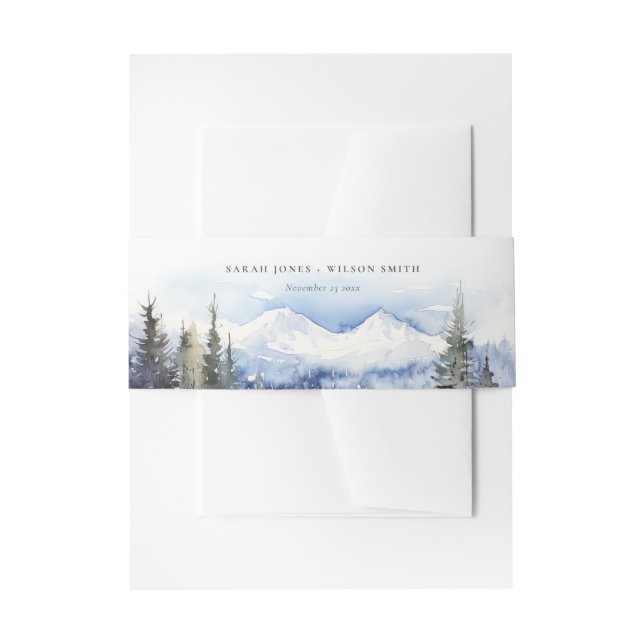 Winterschneebergwelt Hochzeit Einladungsbanderole (Vorderseite Beispiel)