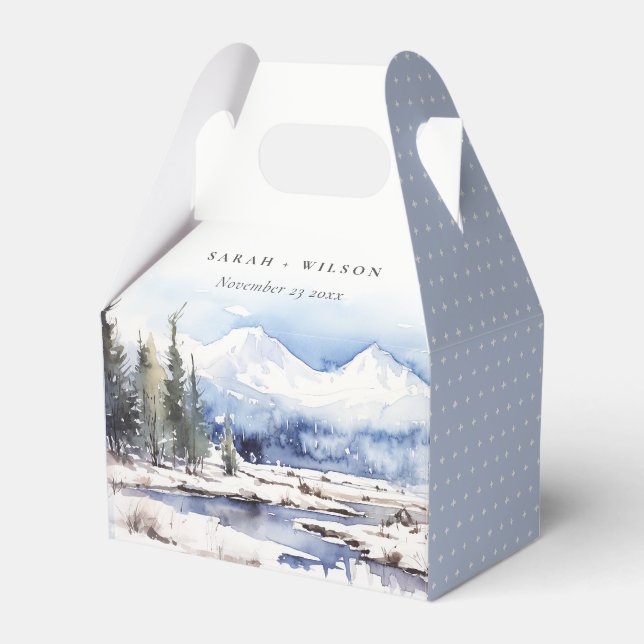Winterschneebergwelt Hochzeit Geschenkschachtel (Vorderseite)