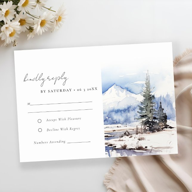Winterschneebergwelt Hochzeit RSVP Karte (Von Creator hochgeladen)