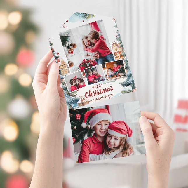 Winterschneedorf mit festlichem vier Foto All In One Einladung (Von Creator hochgeladen)