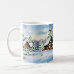 Winterschneeeffekt Waldlandschaft Elegante Kaffeetasse
