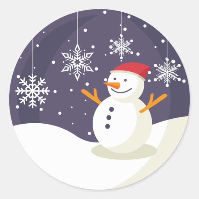 Winterschneefahrer-T - Shirt Runder Aufkleber (Vorderseite)
