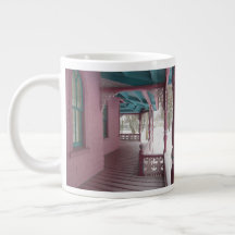 Winterschneefall auf rosa Porch - Martha's Vineyar