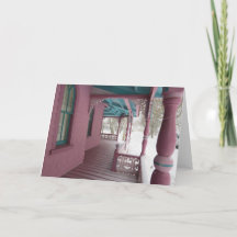 Winterschneefall auf rosa Porch - Martha's Vineyar