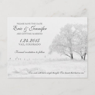 Winterschneefall Klassische Hochzeit rettet das Da Ankündigungspostkarte