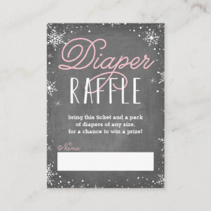 Winterschneeflake Pink Baby Diaper Raffel Ticket Begleitkarte