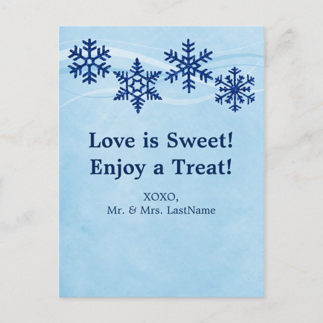 Winterschneeflakes Candy Buffet Dessert Tischkarte Postkarte (Vorderseite)