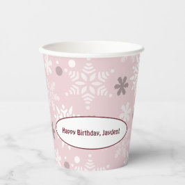 Winterschneeflocke Blassrosa zum Geburtstag Pappbecher