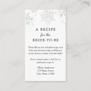 Winterschneeflocke Bridal-Rezept Begleitkarte