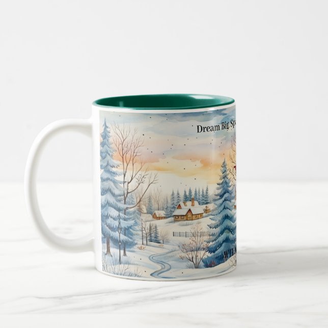 Winterschneeflocke im Wald Monogram Zweifarbige Tasse (Links)