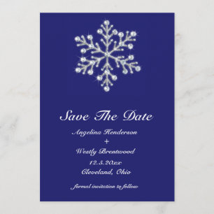 Winterschneeflocke Save the Date indigo