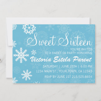 Winterschneeflocke Sweet 16 Einladung
