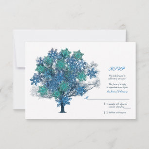 Winterschneeflocke Tree Hochzeitskarte RSVP Karte