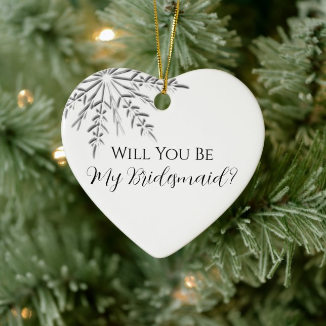 Winterschneeflocke wirst du meine Bridesmaid sein Keramikornament (Baum)