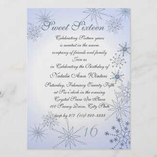 Winterschneeflocken 16 . Geburtstag Einladung