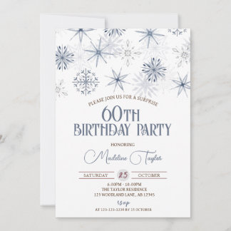 Winterschneeflocken 60. Geburtstag Einladung