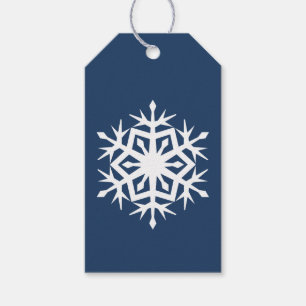 Winterschneeflocken auf der Navy-Geschenk-Tag Geschenkanhänger