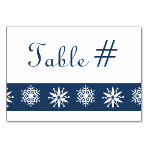 Winterschneeflocken auf der Navy-Table-Karte Tischnummer