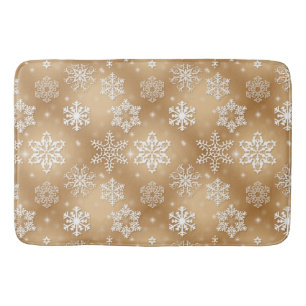 Winterschneeflocken auf Gold Badematte