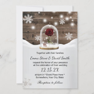 Winterschneeflocken Beauty Rose Dome Hochzeit Einladung