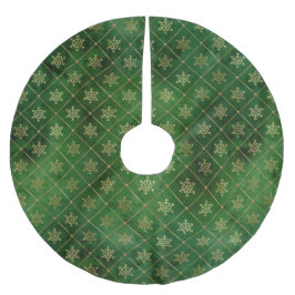 Winterschneeflocken bei festlichen Grün- und Goldf Polyester Weihnachtsbaumdecke