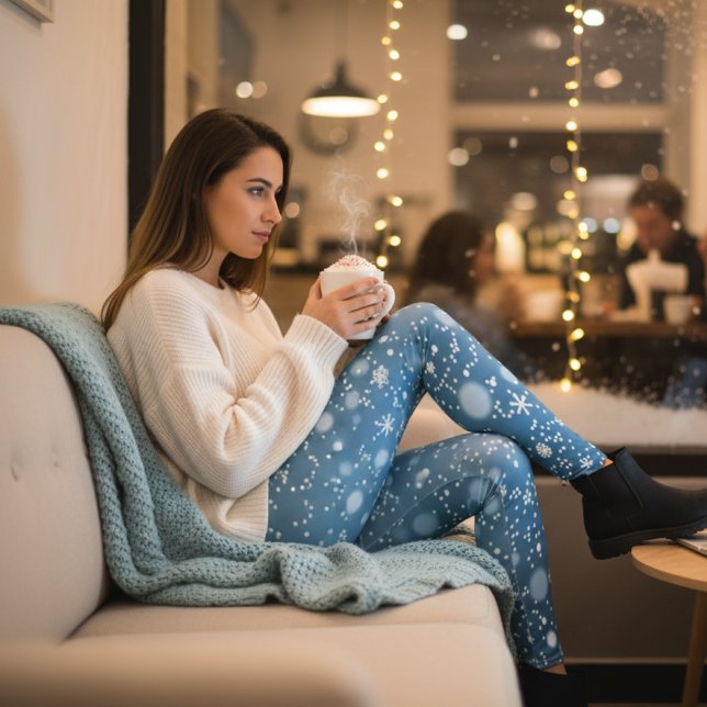 Winterschneeflocken Blau Leggings (Von Creator hochgeladen)