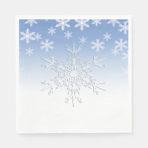 Winterschneeflocken Blau Serviette